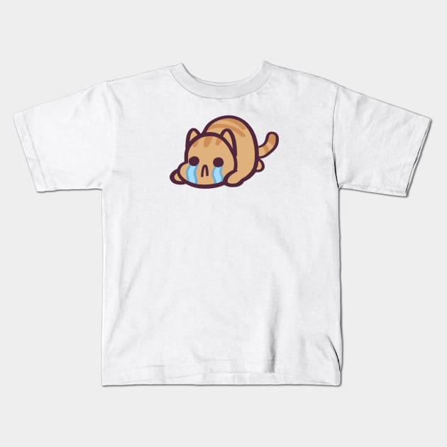 Big Sad Kitty Kids T-Shirt by ThumboArtBumbo